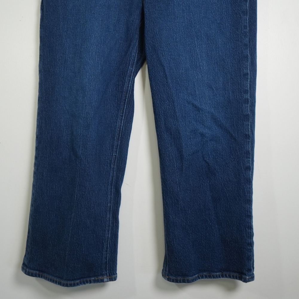Quince Wide Leg Jeans Womens 32 Blue High Rise Cropped Comfort Stretch Denim - Picture 3 of 10
